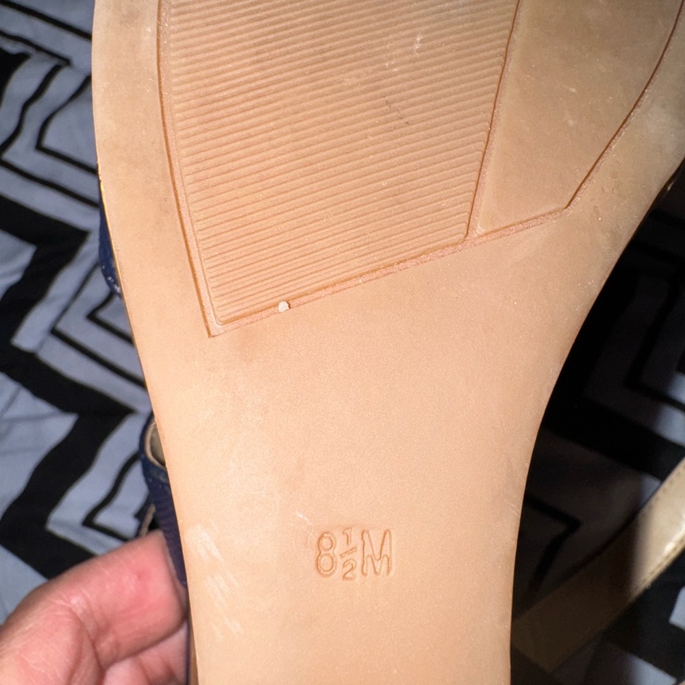 Marc Fisher Navy blue Wedge Sandals 8.5 EUC - Picture 10 of 11